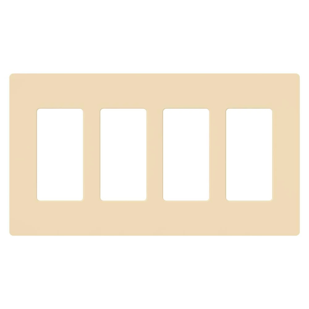 CW-4-IV Claro Wall Plate for Decorator/Designer Paddle Switches and Dimmers, 4 Gang, Gloss, Ivory