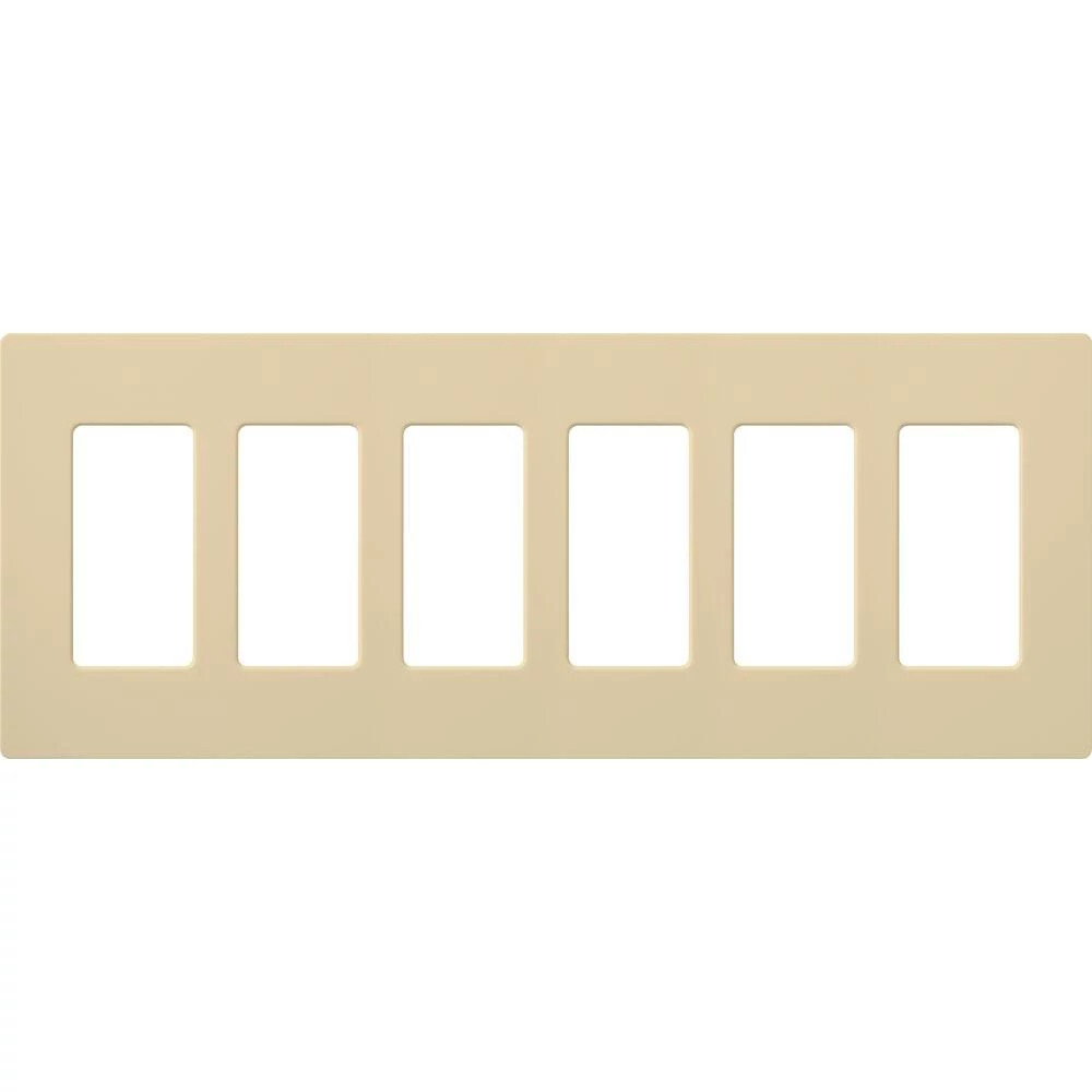 CW-6-IV Claro Wall Plate for Decorator/Designer Paddle Switches and Dimmers, 6 Gang, Gloss, Ivory