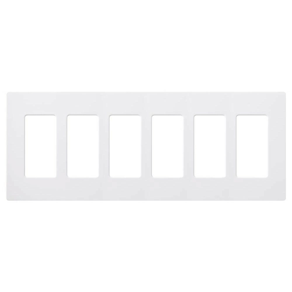 CW-6-WH Claro Wall Plate for Decorator/Designer Paddle Switches and Dimmers, 6 Gang, Gloss, White