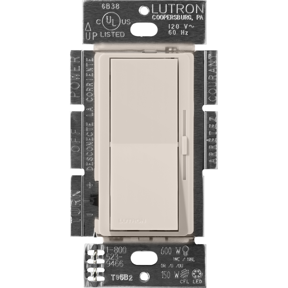 DVSCLV-10P-TP Diva MLV Dimmer Switch with Night Light, 800W, 1000VA, 1 Pole, No Neutral Required, 120V, Taupe