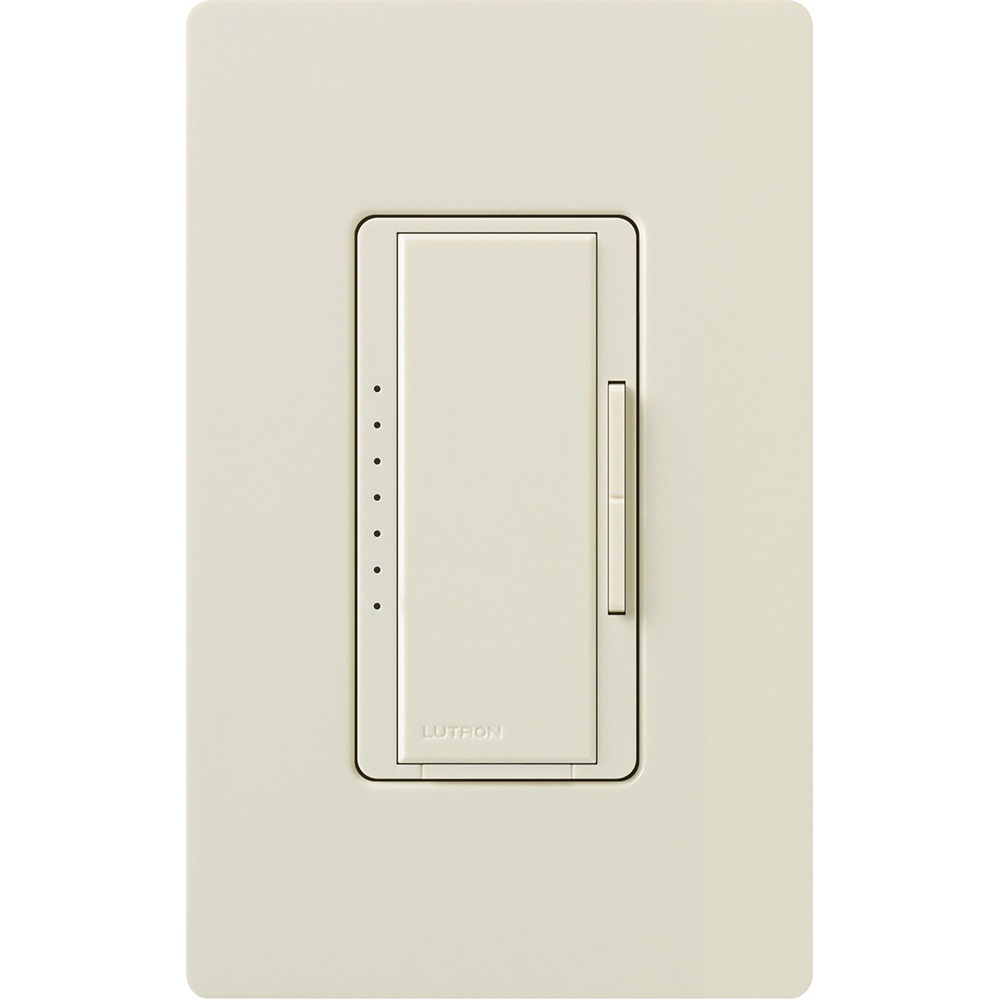 MALV-1000-LA Maestro MLV Dimmer Switch, 800W, 1000VA, 1 Pole/Multi-Location, No Neutral Required, 120V, Light Almond