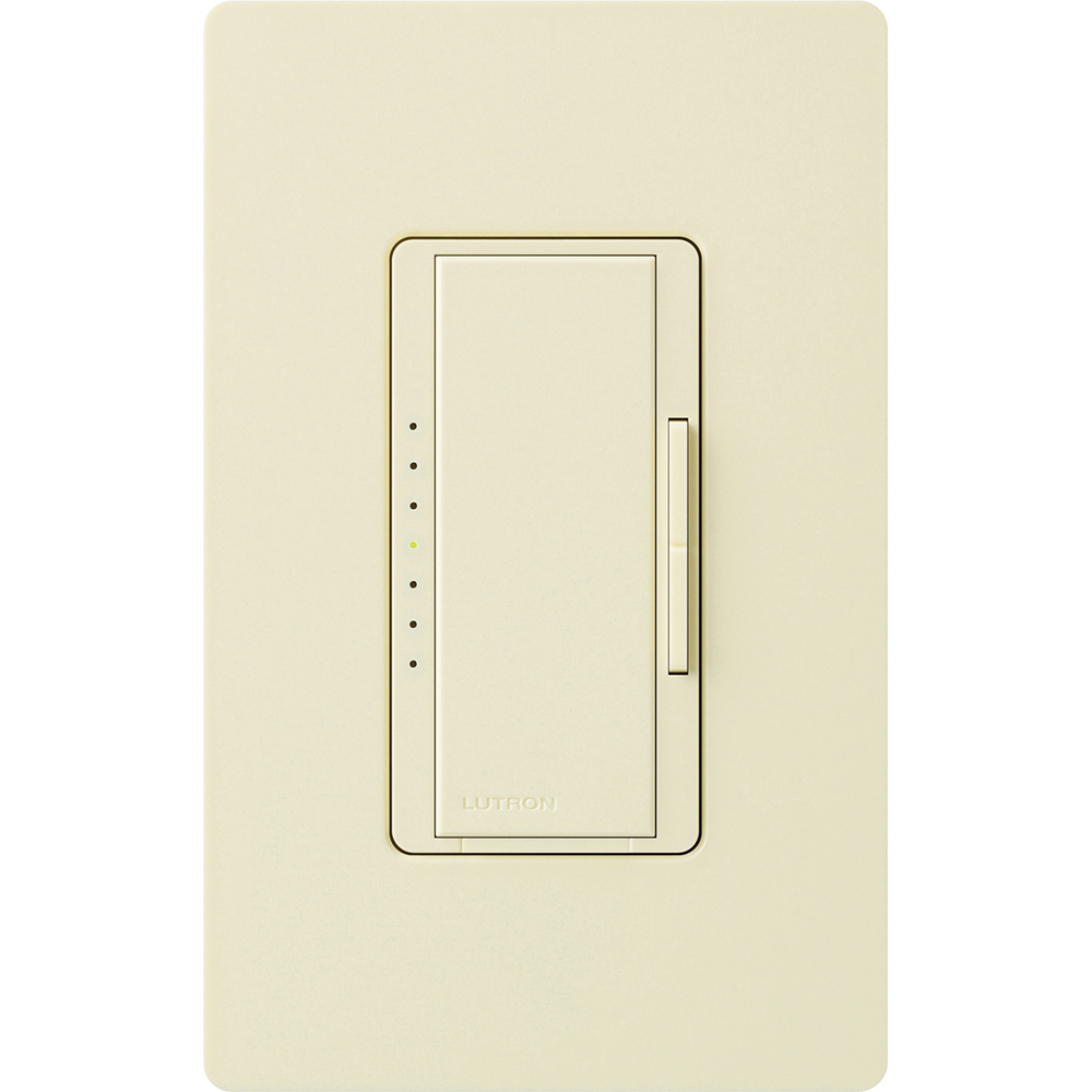 MALV-600-AL Maestro MLV Dimmer Switch, 450W, 600VA, 1 Pole/Multi-Location, No Neutral Required, 120V, Almond