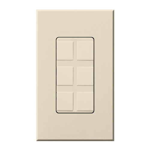 NT-6PF-LA Nova T 6-Port Frame with Wall Plate, Field Customizable, Fits Architectural-Style Wall Plates, Light Almond