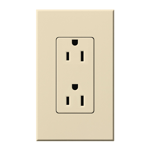 NTR-15-BE Architectural Duplex Receptacle with Wall Plate, 15 Amp, 125V, Matte, Beige