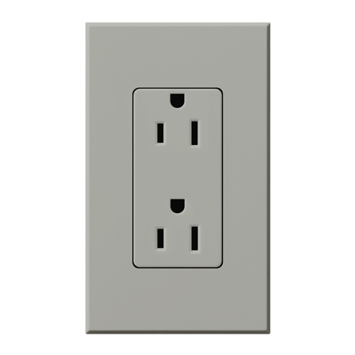 NTR-15-GR Architectural Duplex Receptacle with Wall Plate, 15 Amp, 125V, Matte, Gray