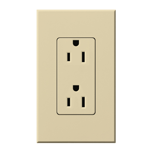 NTR-15-IV Architectural Duplex Receptacle with Wall Plate, 15 Amp, 125V, Matte, Ivory