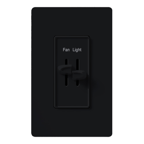 S2-LF-BL Skylark Dual Dimmer Switch and Fully Variable Fan Control, 300W Incandescent/Halogen and 2.5 Amp Fan, No Neutral Required, Black