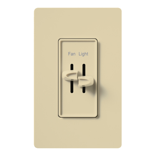 S2-LF-IV Skylark Dual Dimmer Switch and Fully Variable Fan Control, 300W Incandescent/Halogen and 2.5 Amp Fan, No Neutral Required, Ivory