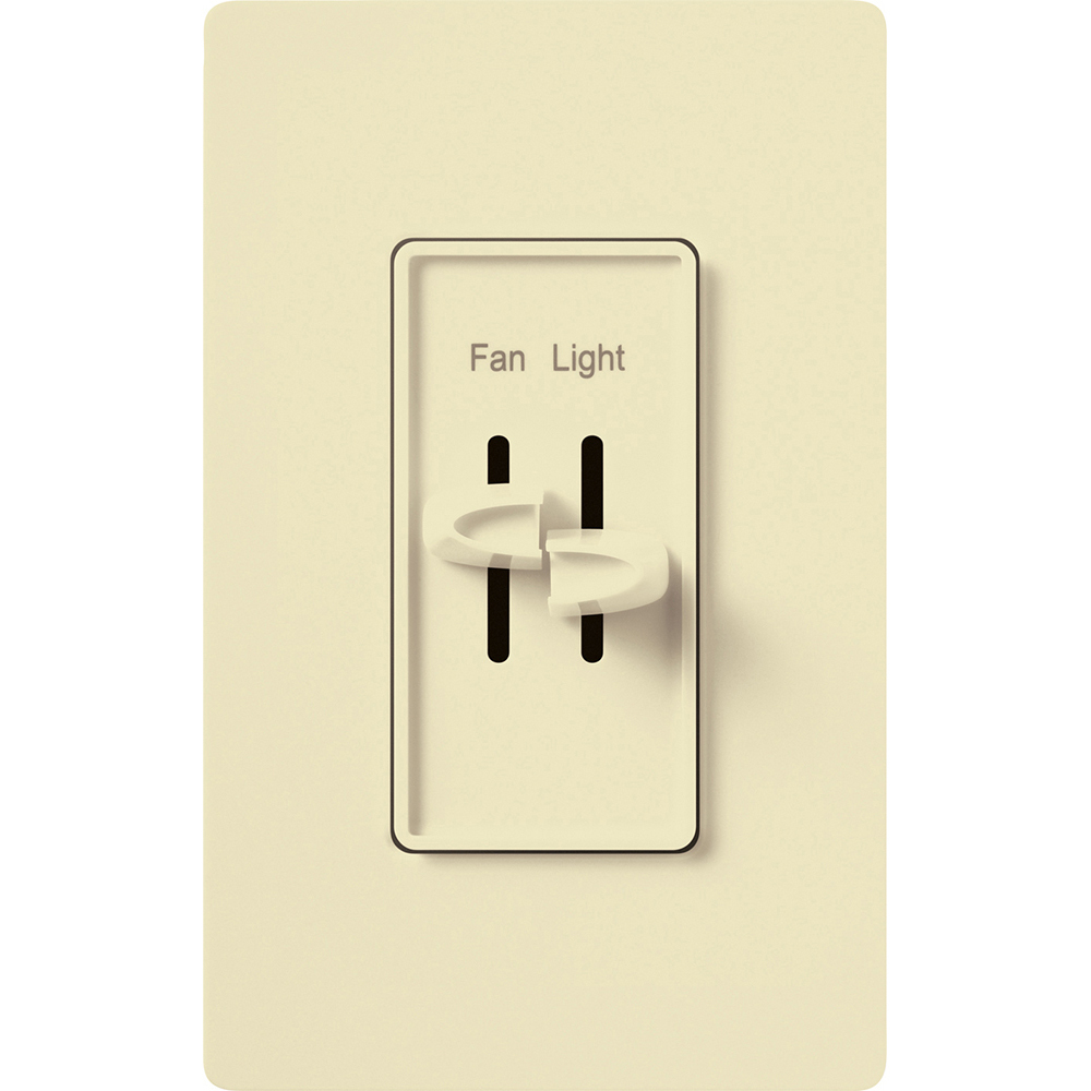 S2-LFSQ-AL Skylark Dual Dimmer Switch and 3-Speed Fan Control, 300W Incandescent/Halogen and 1.5 Amp Fan, No Neutral Required, Almond