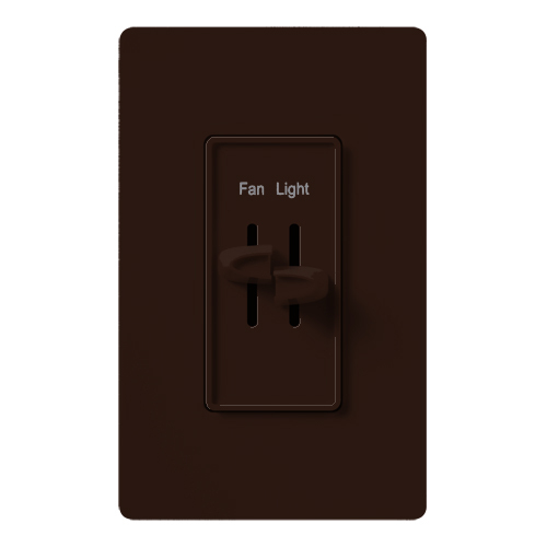 S2-LFSQ-BR Skylark Dual Dimmer Switch and 3-Speed Fan Control, 300W Incandescent/Halogen, 1.5 Amp Fan, No Neutral Required, Brown