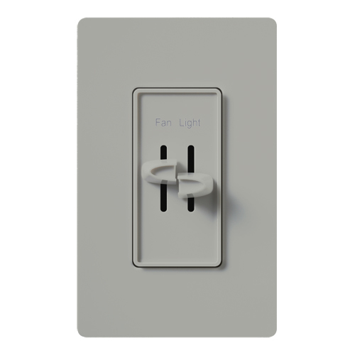 S2-LFSQ-GR Skylark Dual Dimmer Switch and 3-Speed Fan Control, 300W Incandescent/Halogen, 1.5 Amp Fan, No Neutral Required, Gray