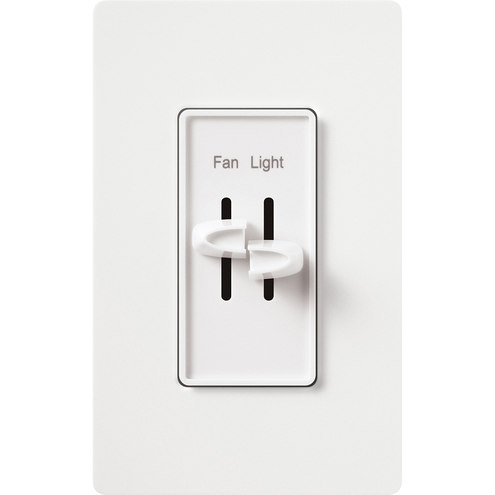 S2-LFSQ-WH Skylark Dual Dimmer Switch and 3-Speed Fan Control, 300W Incandescent/Halogen, 1.5 Amp Fan, No Neutral Required, White