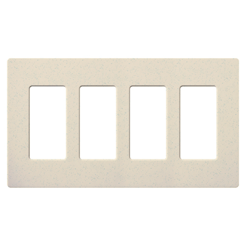 SC-4-LS Diva Satin Colors Designer Style Screwless Standard Wall Plate, 4 Gangs, 8.37 in W x 4.69 in H, Plastic, Limestone