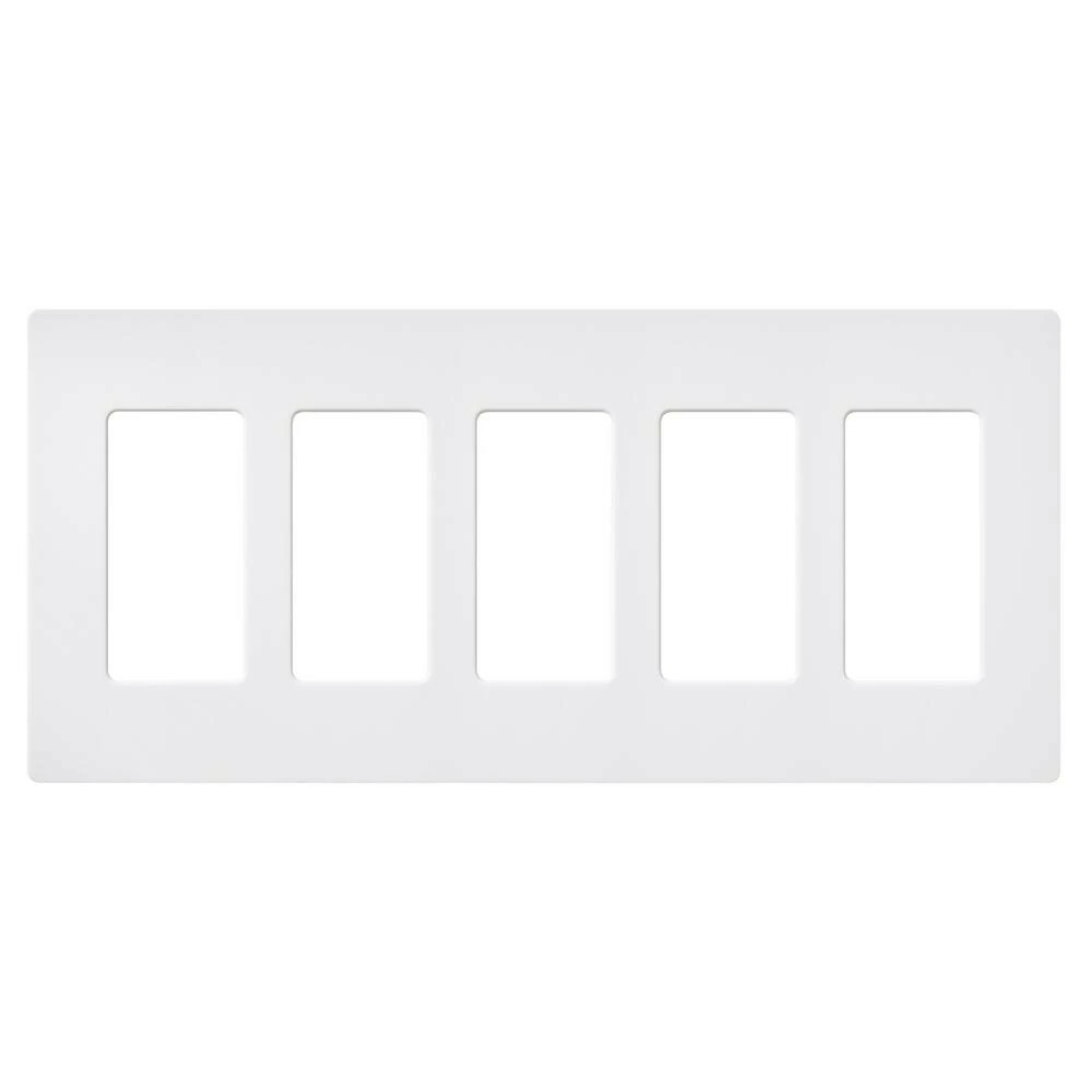 SC-5-SW Claro Wall Plate for Decorator-Style Dimmers, Switches, and Outlets, 5 Gang, Satin, Snow