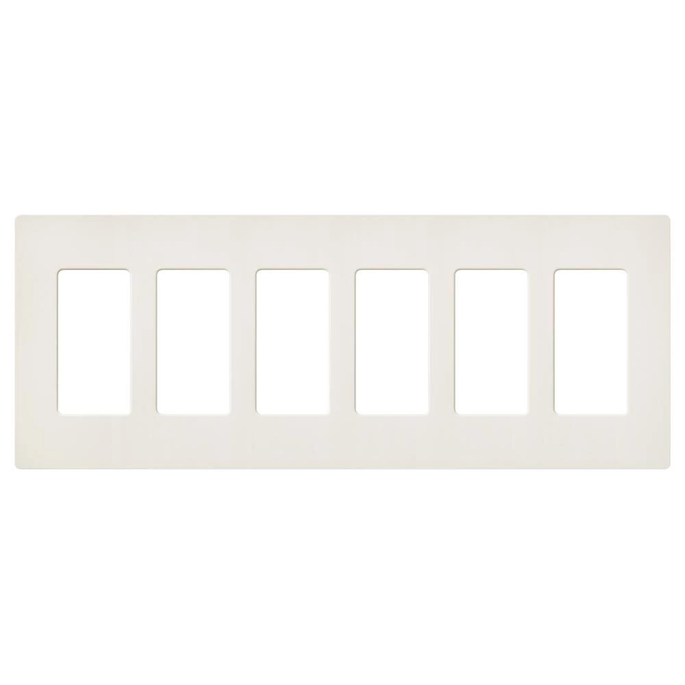 SC-6-BI Claro Wall Plate for Decorator-Style Dimmers, Switches, and Outlets, 6 Gang, Satin, Biscuit