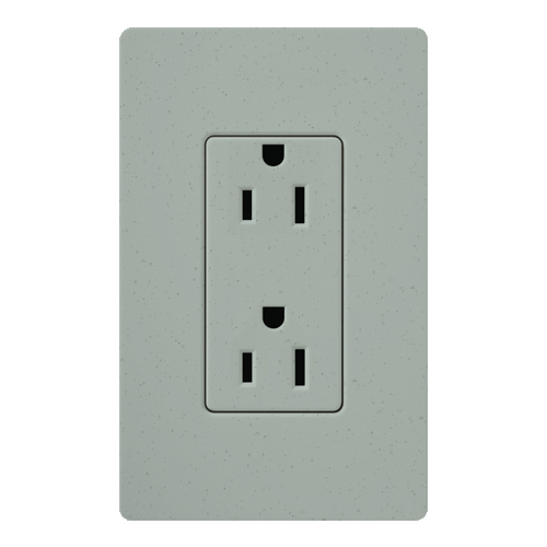 SCR-15-BG Satin Colors Designer Style Grounding Duplex Receptacle, 125 VAC, 15 A, 2 Poles, 3 Wires, Bluestone