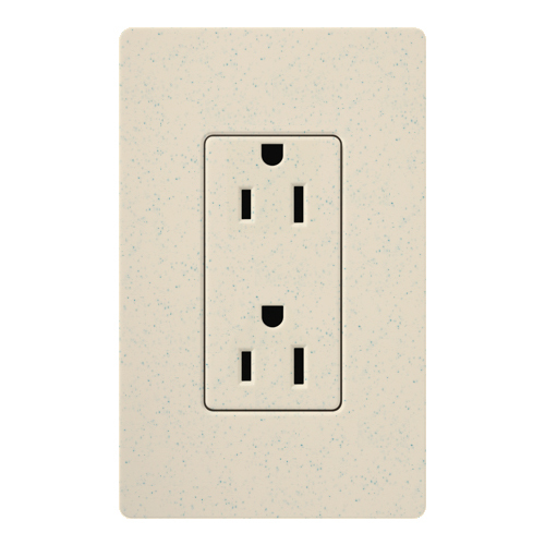SCR-15-LS Satin Colors Designer Style Grounding Duplex Receptacle, 125 VAC, 15 A, 2 Poles, 3 Wires, Limestone