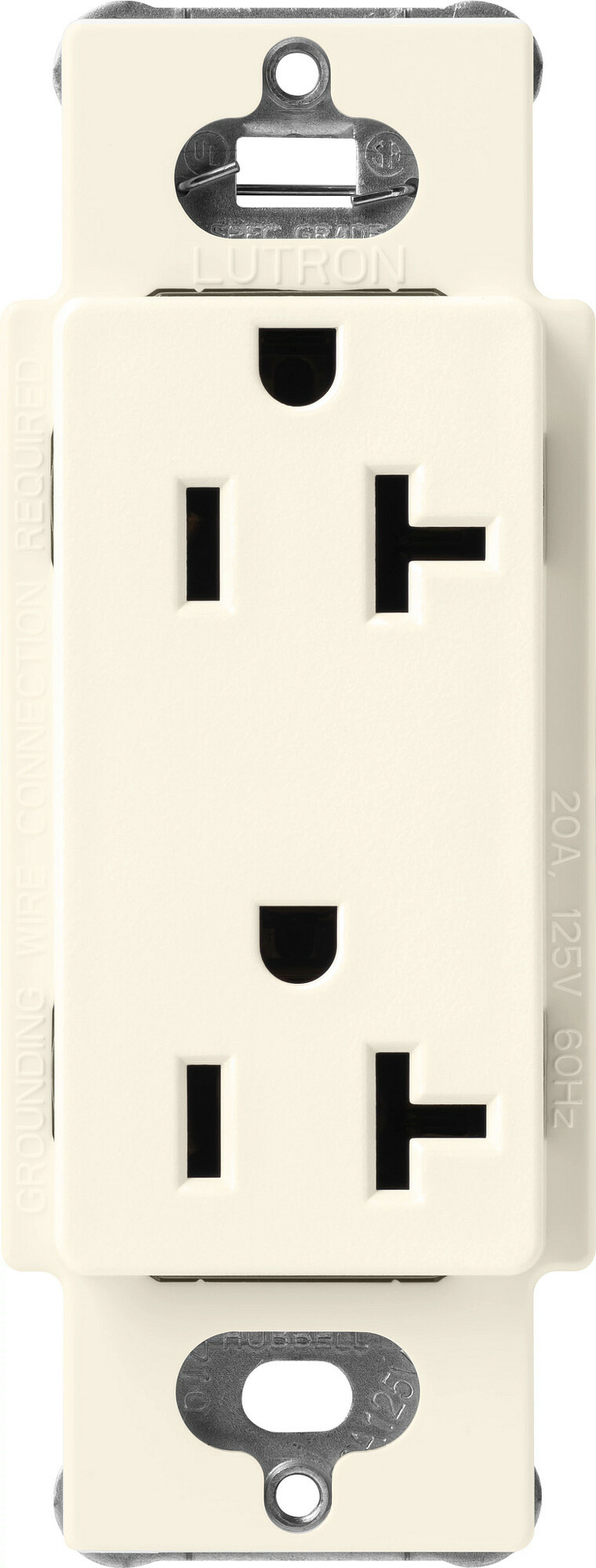 SCR-20-BI Claro Duplex Receptacle, Decorator-Style Outlet, 20 Amp, Satin, Biscuit