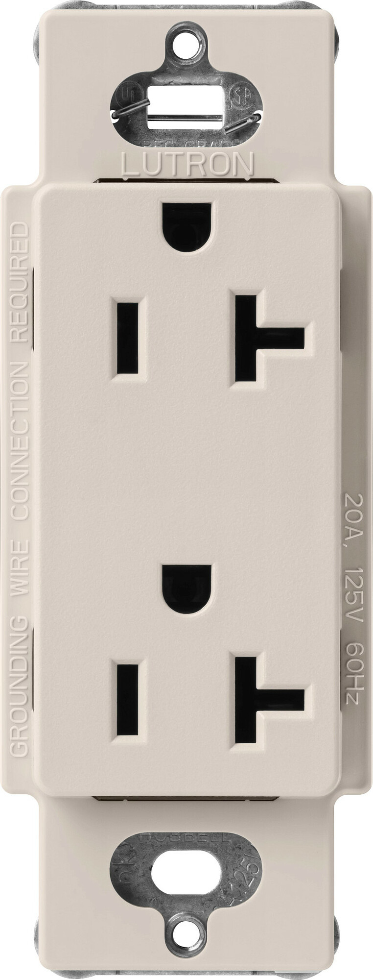 SCR-20-TP Claro Duplex Receptacle, Decorator-Style Outlet, 20 Amp, Satin, Taupe