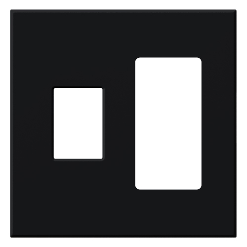 VWP-2CR-BL Architectural Wall Plate for Nova T Dimmer/Switch on Left and Accessory on Right, 2 Gang, Matte, Black
