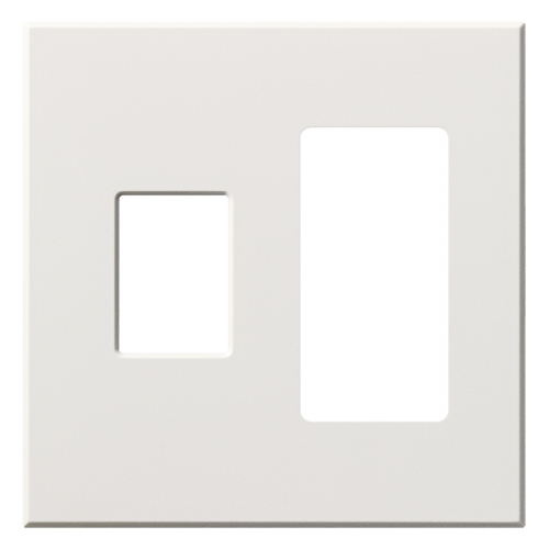 VWP-2CR-WH Architectural Wall Plate for Nova T Dimmer/Switch on Left and Accessory on Right, 2 Gang, Matte, White