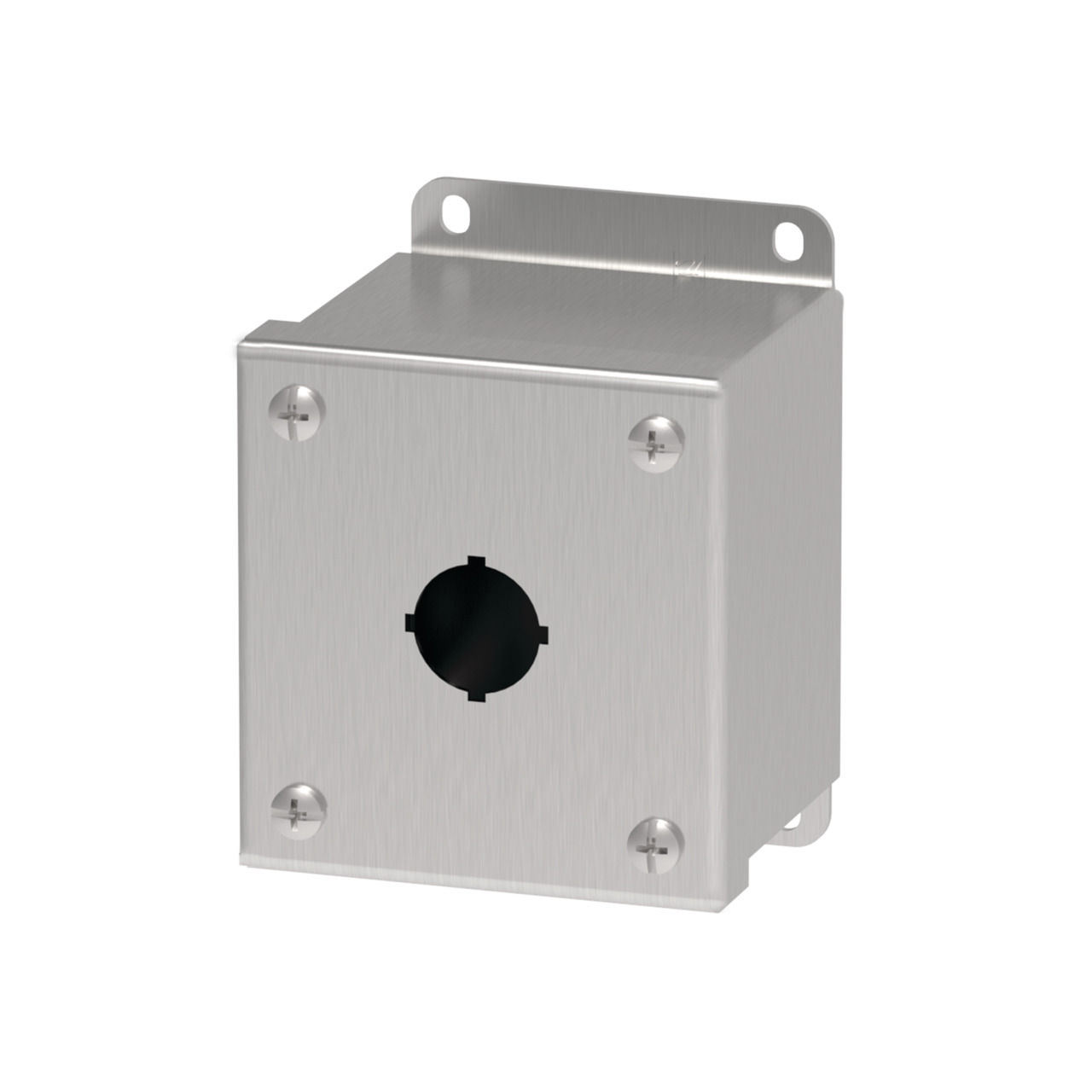 E1PBGSS PB1S Pushbutton Enclosure, 3-1/2 in L x 3-1/4 in W x 2-3/4 in D, 1 Outlets, NEMA 4X/IP66 NEMA Rating, 304 Stainless Steel
