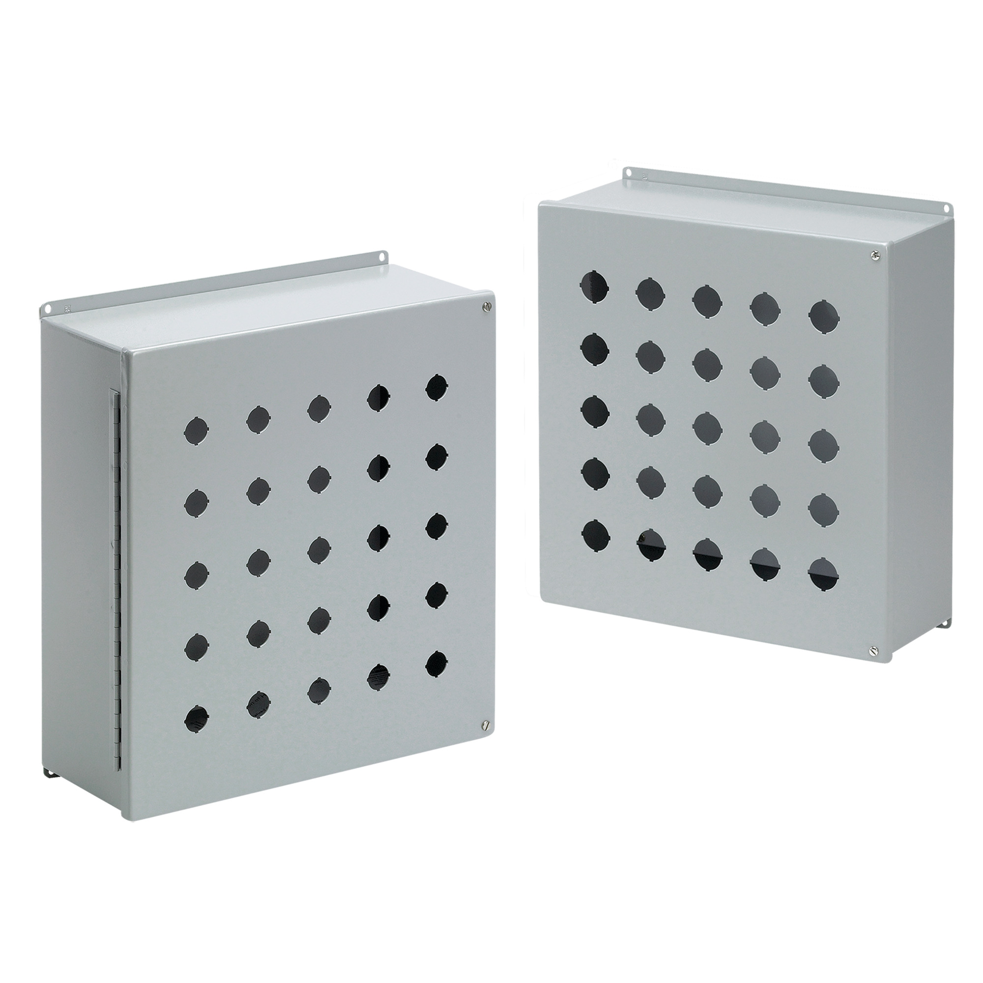 E30PBY25 PB1 Extra Large Pushbutton Enclosure With Panel, 18-1/2 in L x 15 in W x 6 in D, 30 Outlets, NEMA 12/IP65 NEMA Rating, Steel