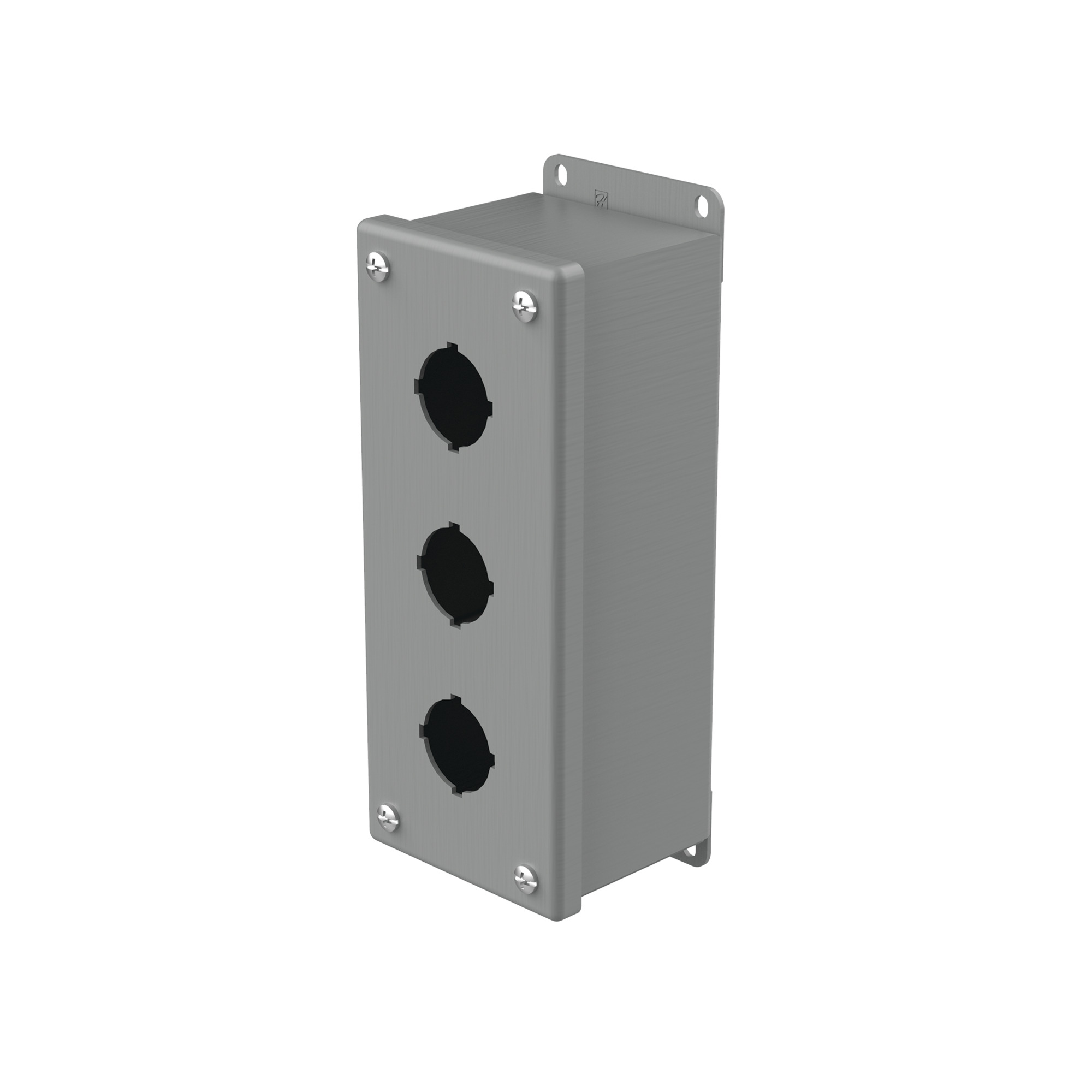 E3PB PB1 Pushbutton Enclosure, 8 in L x 3-1/4 in W x 2-3/4 in D, 3 Outlets, NEMA 12/IP65 NEMA Rating, Steel