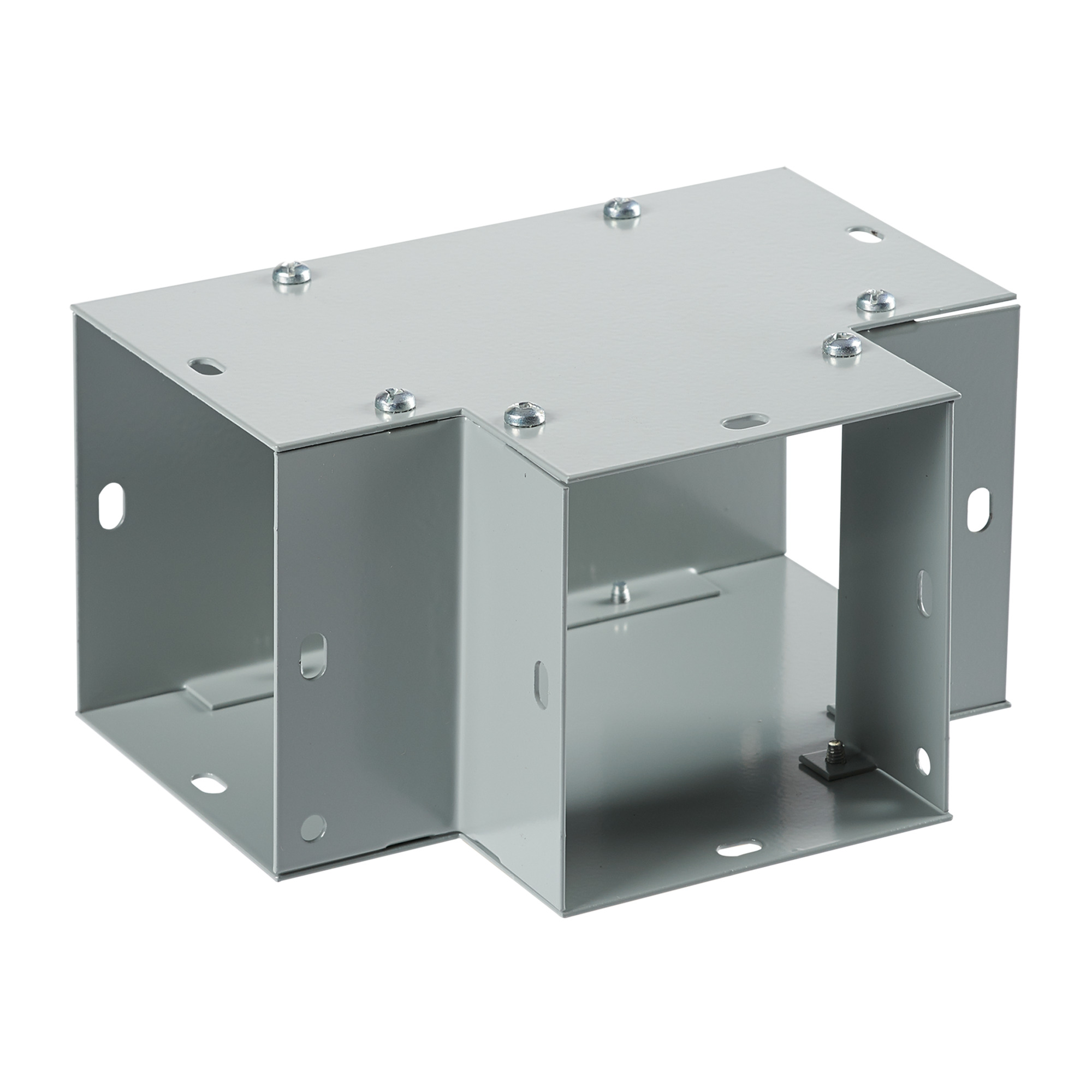 F44GT F40PF Flush Tee, 90 deg Bend, For Use With 4 x 4 in NEMA 1 Flat Cover Wireway, Steel, Gray