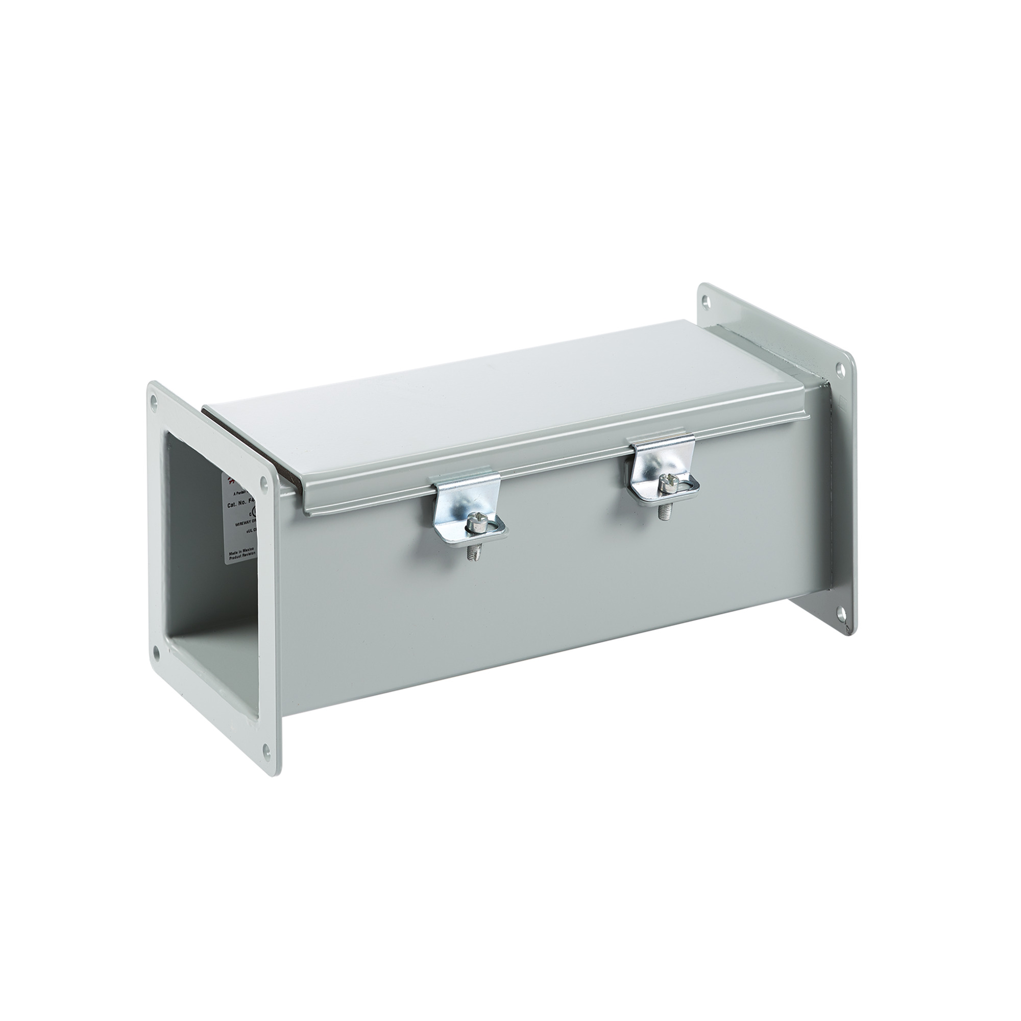F44W120 F20 Feed Through Straight Section Wireway, 120 in L x 4 in W x 4 in H, Butt Hinged Cover, Steel