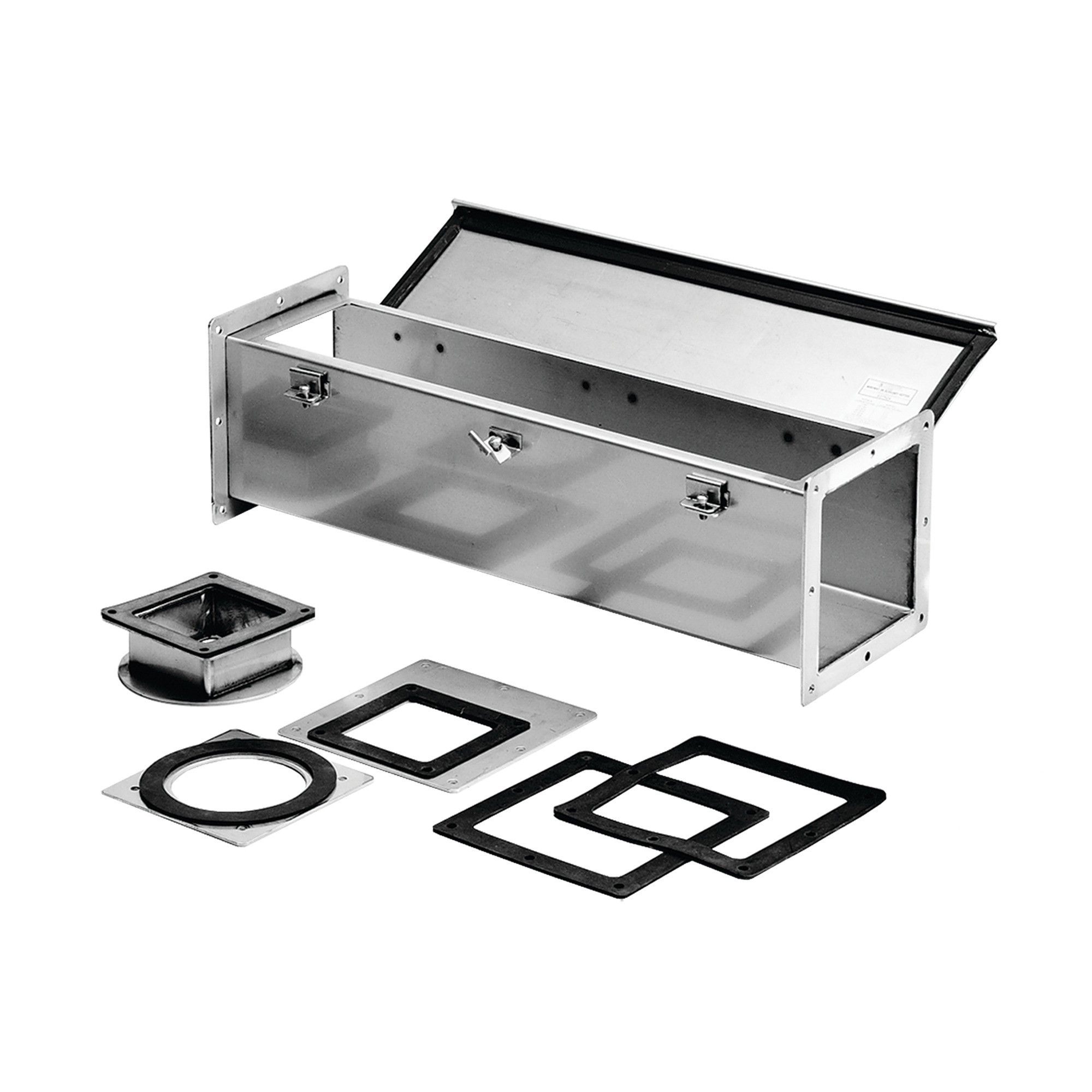 F44W24SS F22 Feed Through Straight Section Wireway, 24 in L x 4 in W x 4 in H, Butt Hinged Cover, 304 Stainless Steel