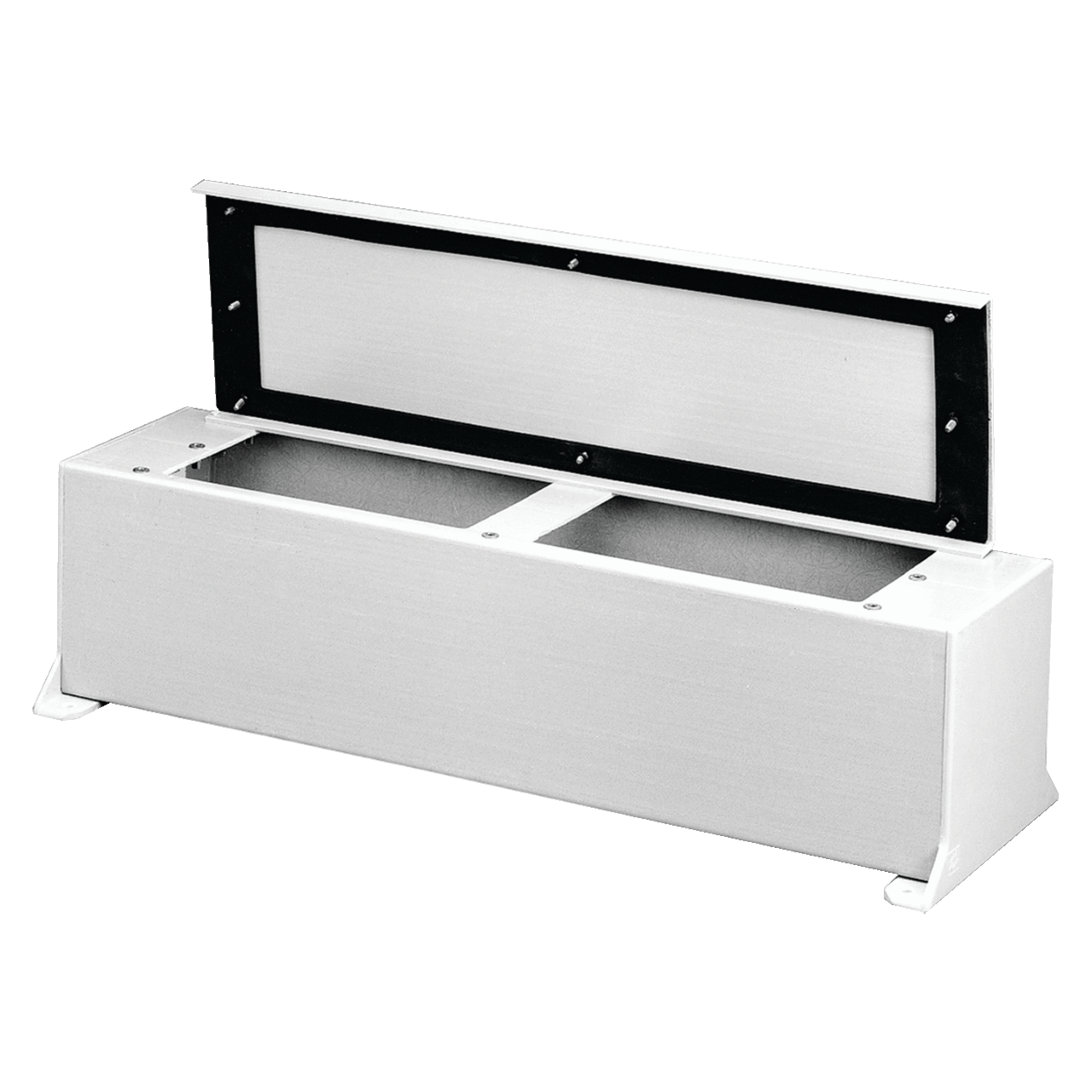 F6648FG F25 Wiring Trough, 48 in L x 6 in W x 6 in H, Captivated Monel Screw Cover, Fiberglass