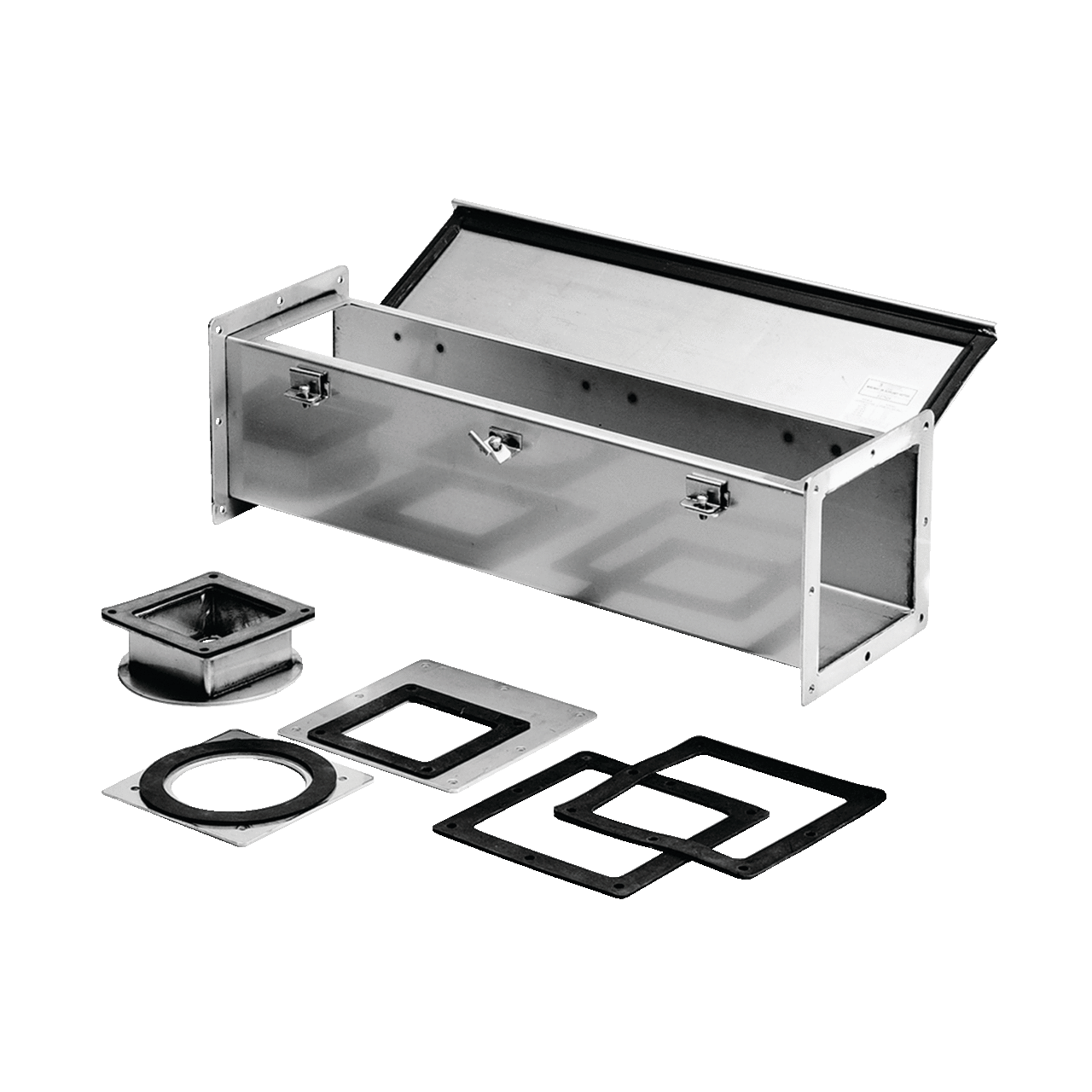 F66W12SS F22 Feed Through Straight Section Wireway, 12 in L x 6 in W x 6 in H, Butt Hinged Cover, 304 Stainless Steel