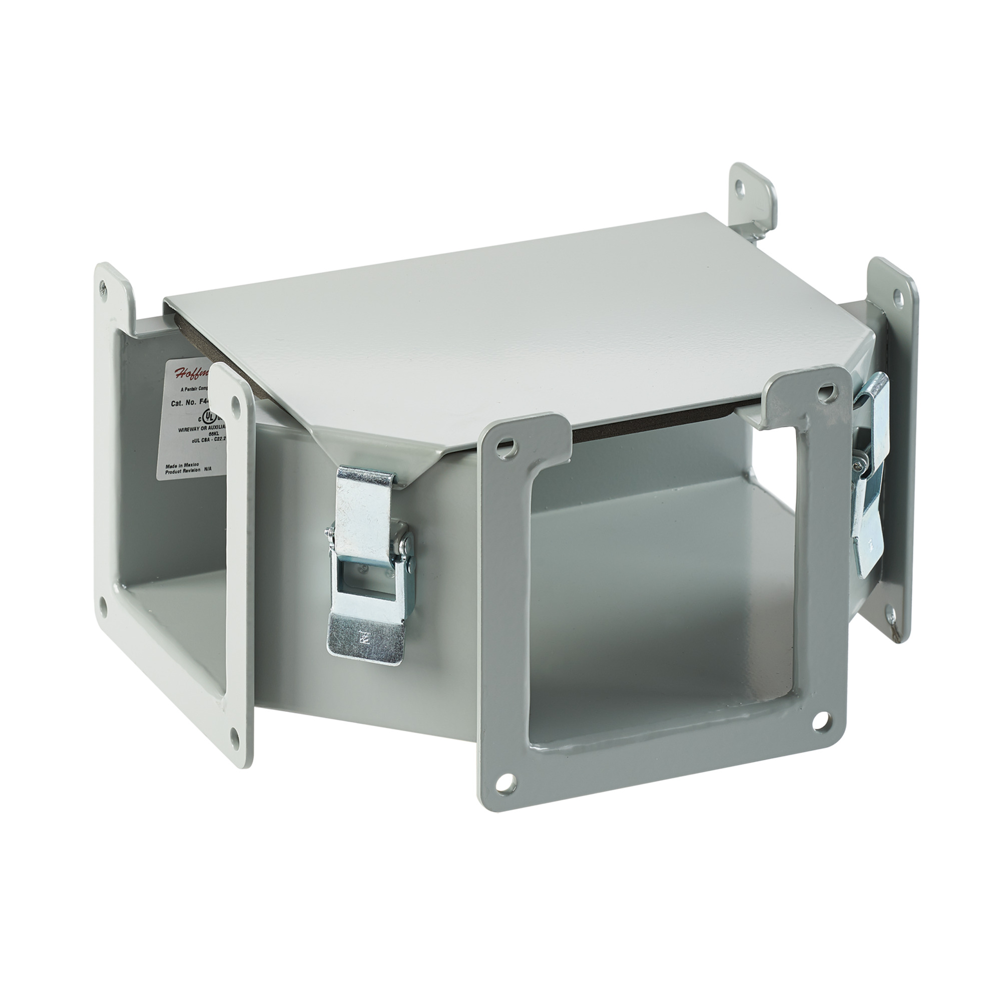 F88LTA Type 12 Top Opening Hinged Cover Wireway Tee, For Use With 8 x 8 in NEMA 12 Lay-In Wireway, Steel, Gray