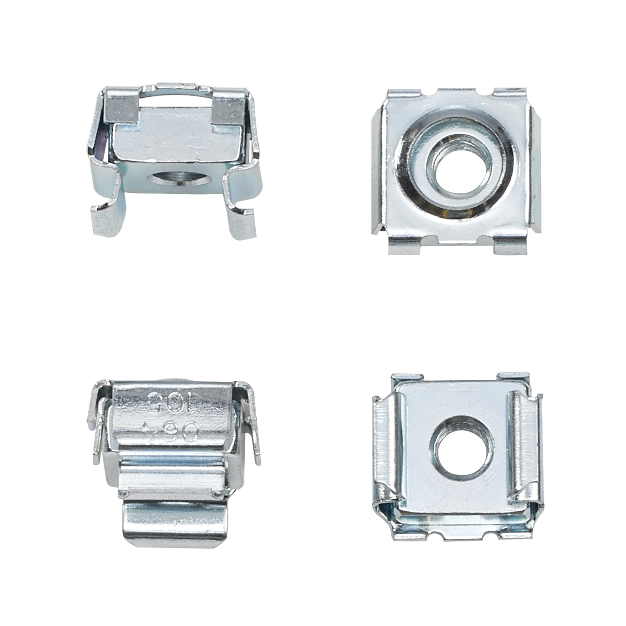 PM6CN Cage Nut Package, For Use With Square Hole Rack Angles, M6 Cage Nut, Steel, Silver