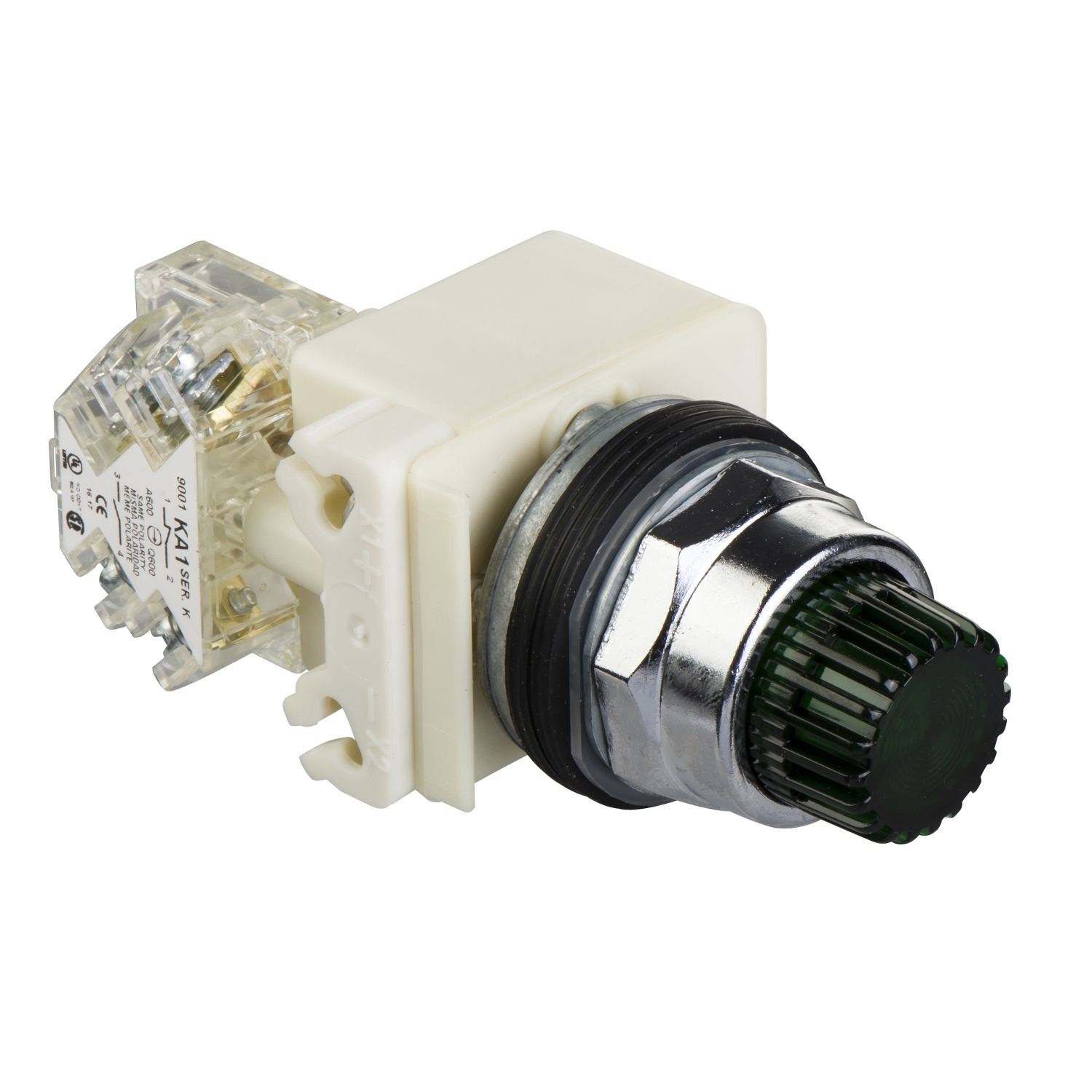 9001K2L35LGGH13 Harmony Type K Direct Heavy Duty Dust/Oil/Watertight Illuminated Pushbutton, 30 mm, 1CO Contact, Slow Break Contact, Green