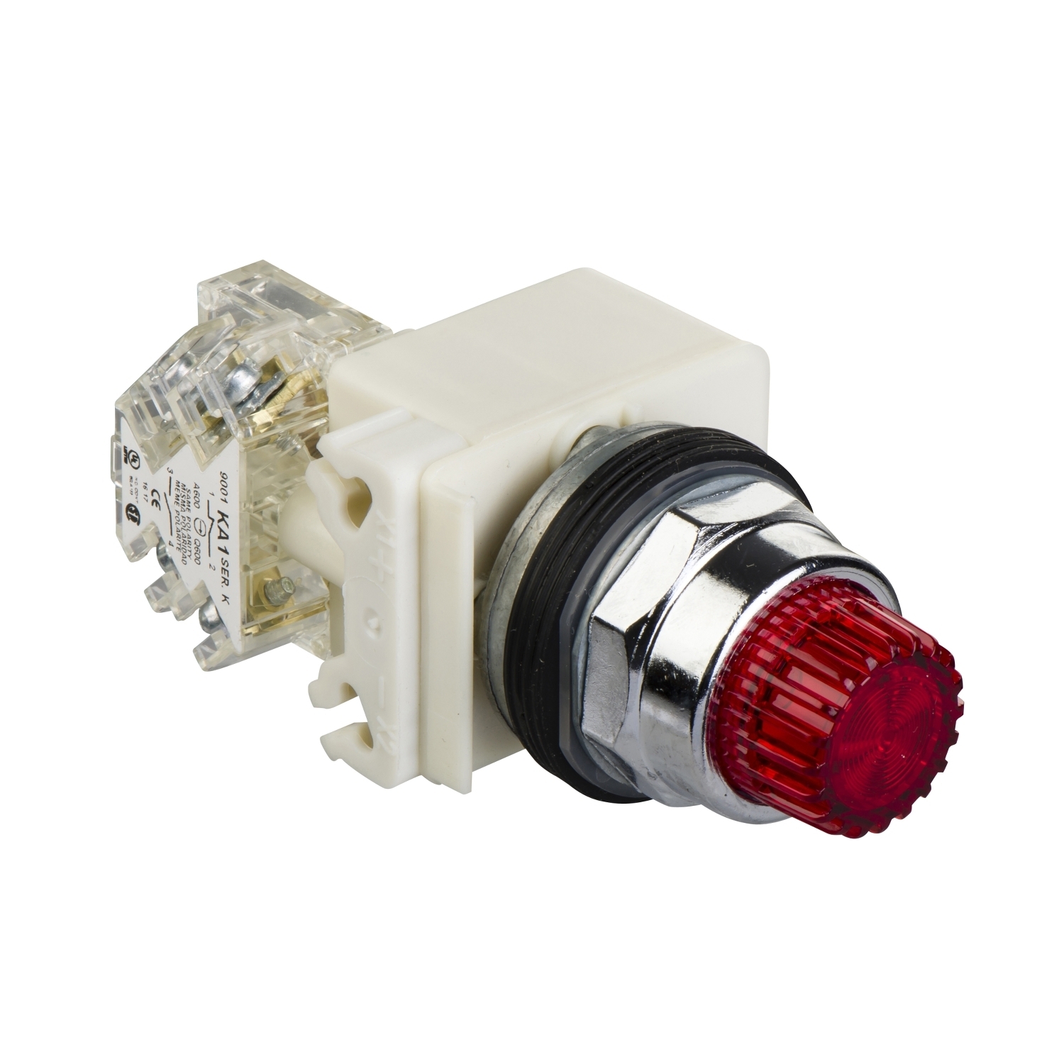 9001K2L35LRRH13 Harmony Type K Direct Heavy Duty Dust/Oil/Watertight Illuminated Pushbutton, 30 mm, 1CO Contact, Slow Break Contact, Red