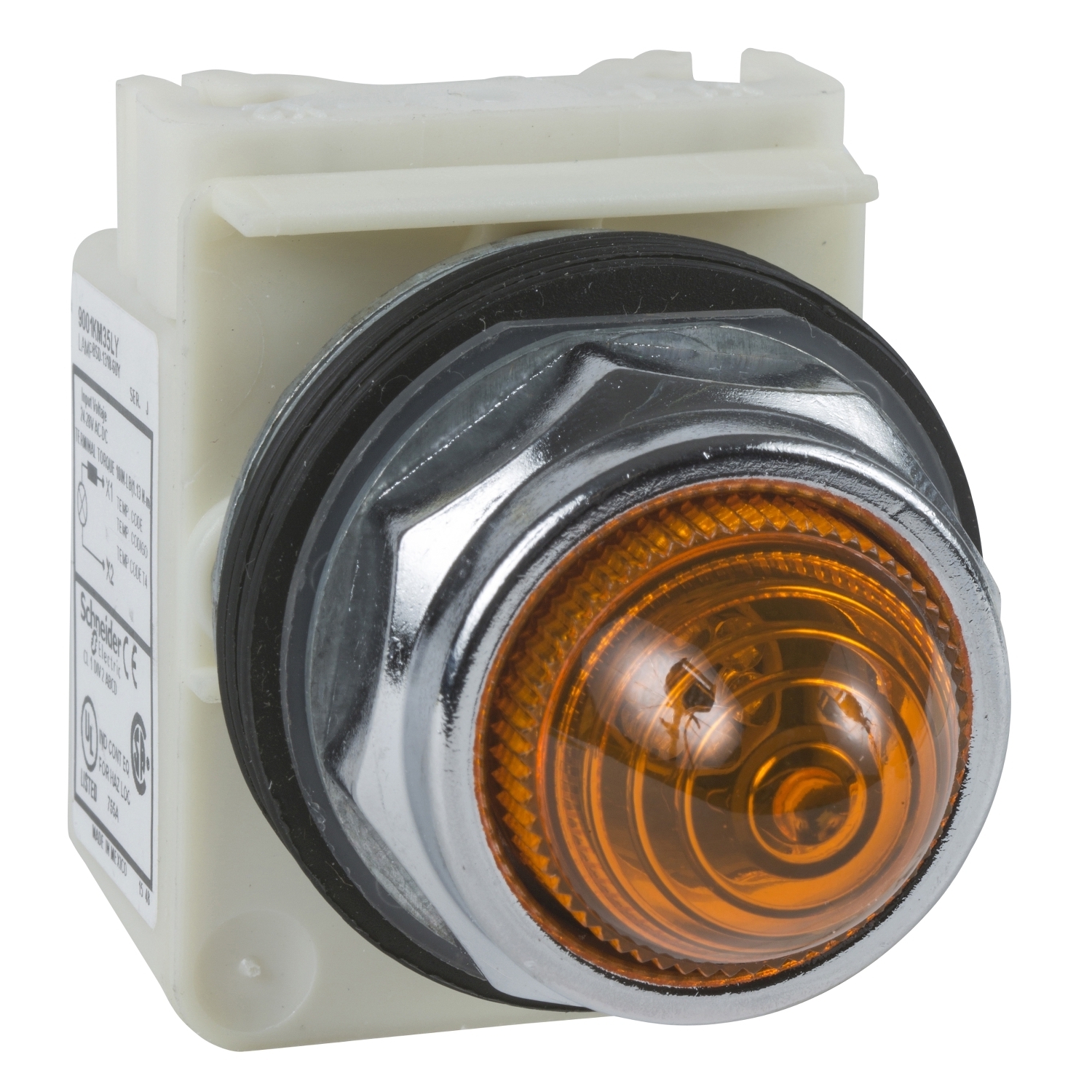 9001KP35LYA9 Harmony Type K Standard Pilot Light, 24 to 28 V AC/DC, 0.28 VA, Domed Lens, Panel Mount