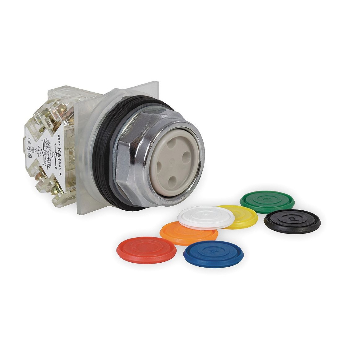 9001KR1UH5 Harmony Type T-K Dusttight Oiltight Watertight Round Standard Universal Non-Illuminated Pushbutton, 30 mm, 1NO Contact, Blue/Green/Orange/Red/White/Yellow