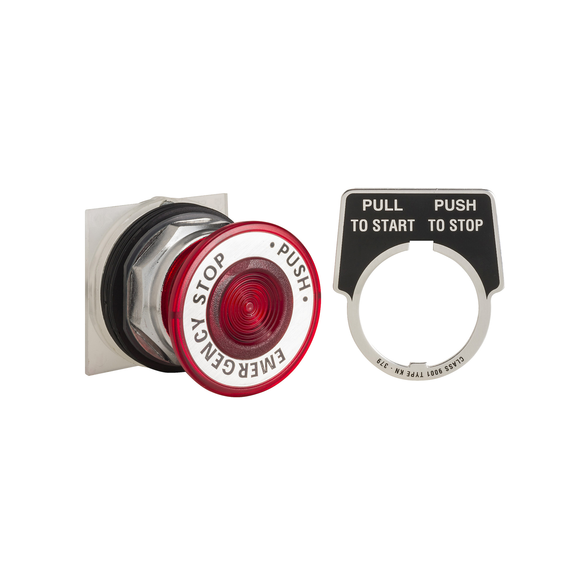 9001KR9R05 Harmony Type K Dusttight/Oiltight/Watertight Heavy Duty Round Non-Illuminated Push-Pull Operator With Metal Full Guard, 30 mm, DPST Contact, 2 Positions, Red