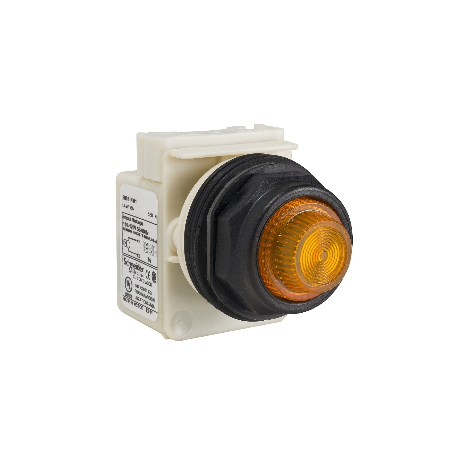 9001SKP1A31 Harmony Type SK Pilot Light, 110/120 V AC, Fresnel Glass Lens, Panel Mount