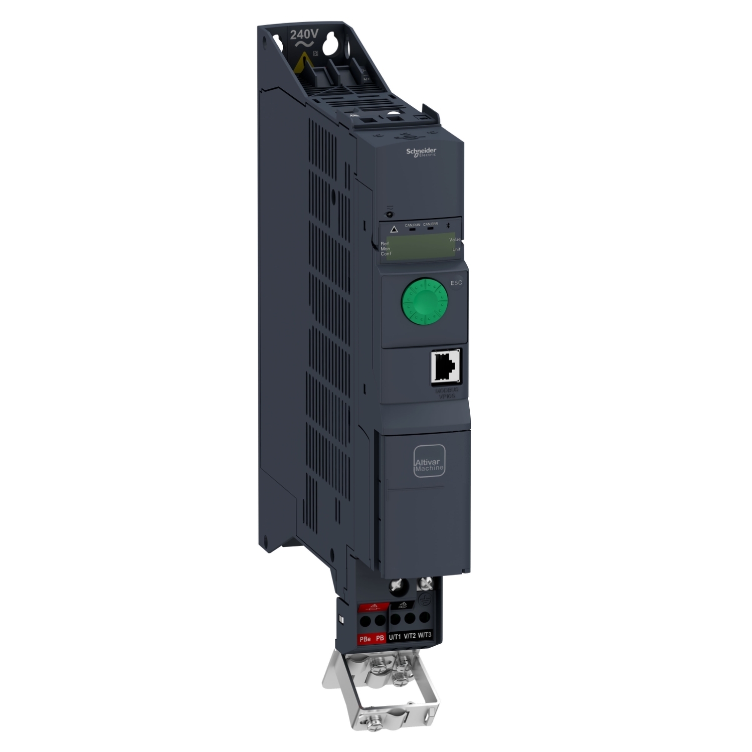 ATV320U04N4B Altivar 3-Phase Variable Speed Drive With Book Control Block, 400/480 V AC, 1.5 A, 1/2 hp, 1.77 in W x 9.65 in D