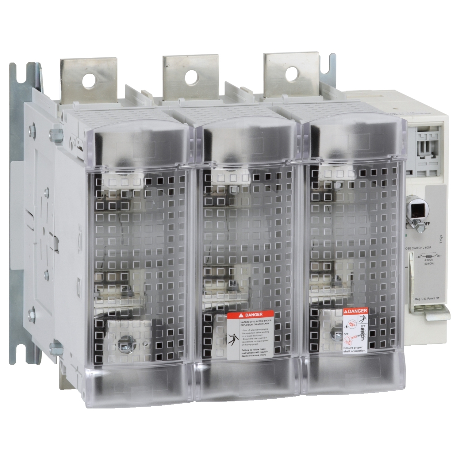 GS2SU3 TeSys Fusible Disconnect Switch With Terminal Cover, 600 V AC, 600 A, 500 hp, 3NO 3 Form A Contact, 3 Poles