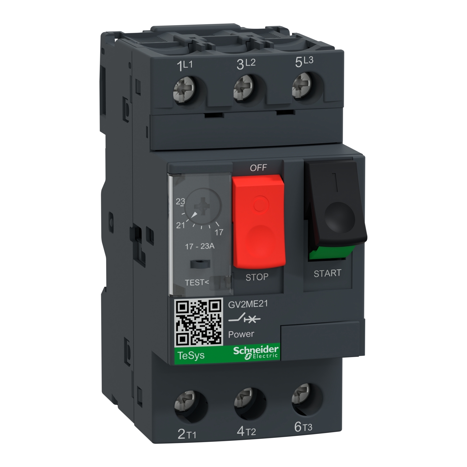 GV2ME21 GV2 Type GV2ME Non-Reversing Manual Motor Starter, 3 Poles, IP20 Enclosure
