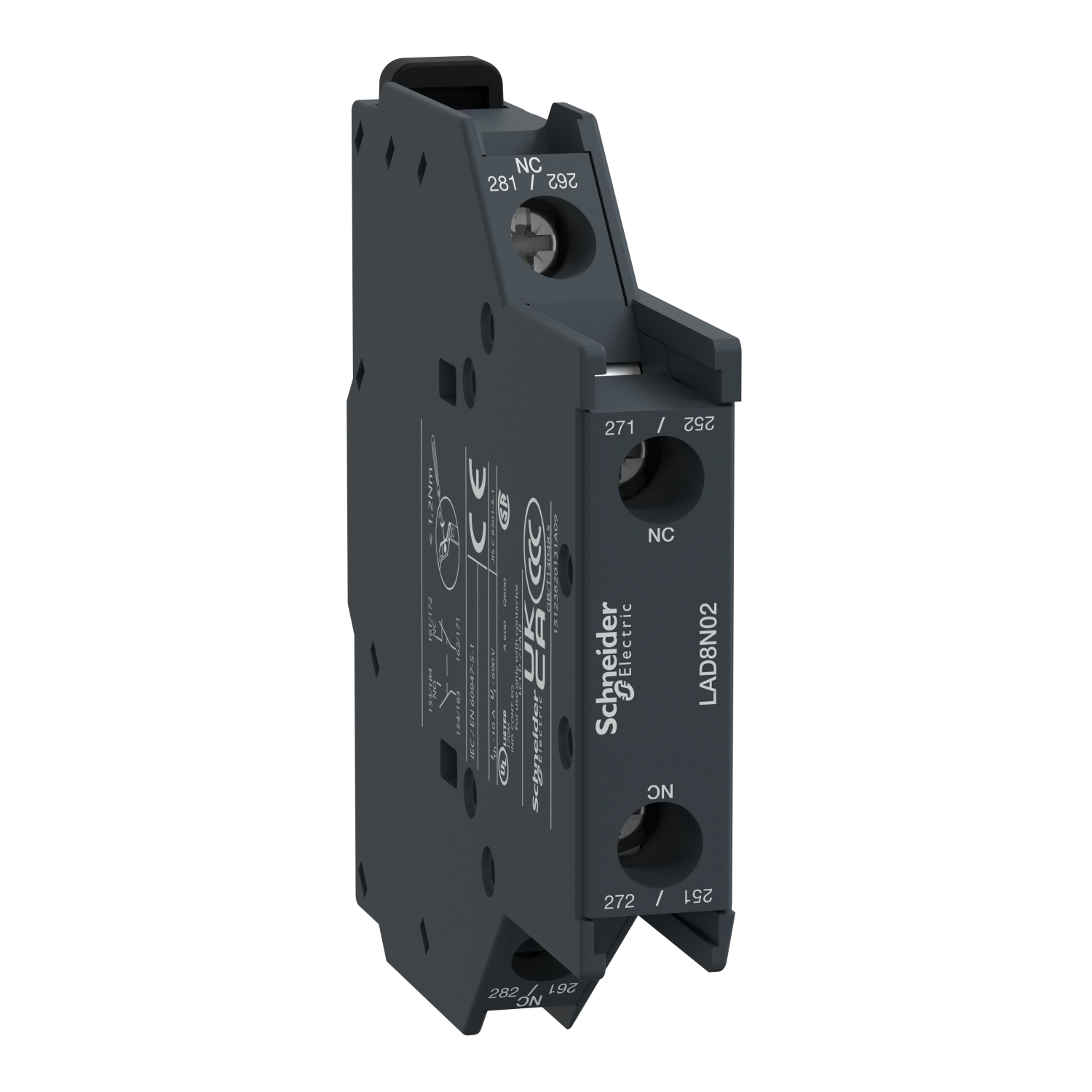 LAD8N02 TeSys D Instantaneous Auxiliary Contact Block, 690 V AC, 10 A, 2NC Contacts