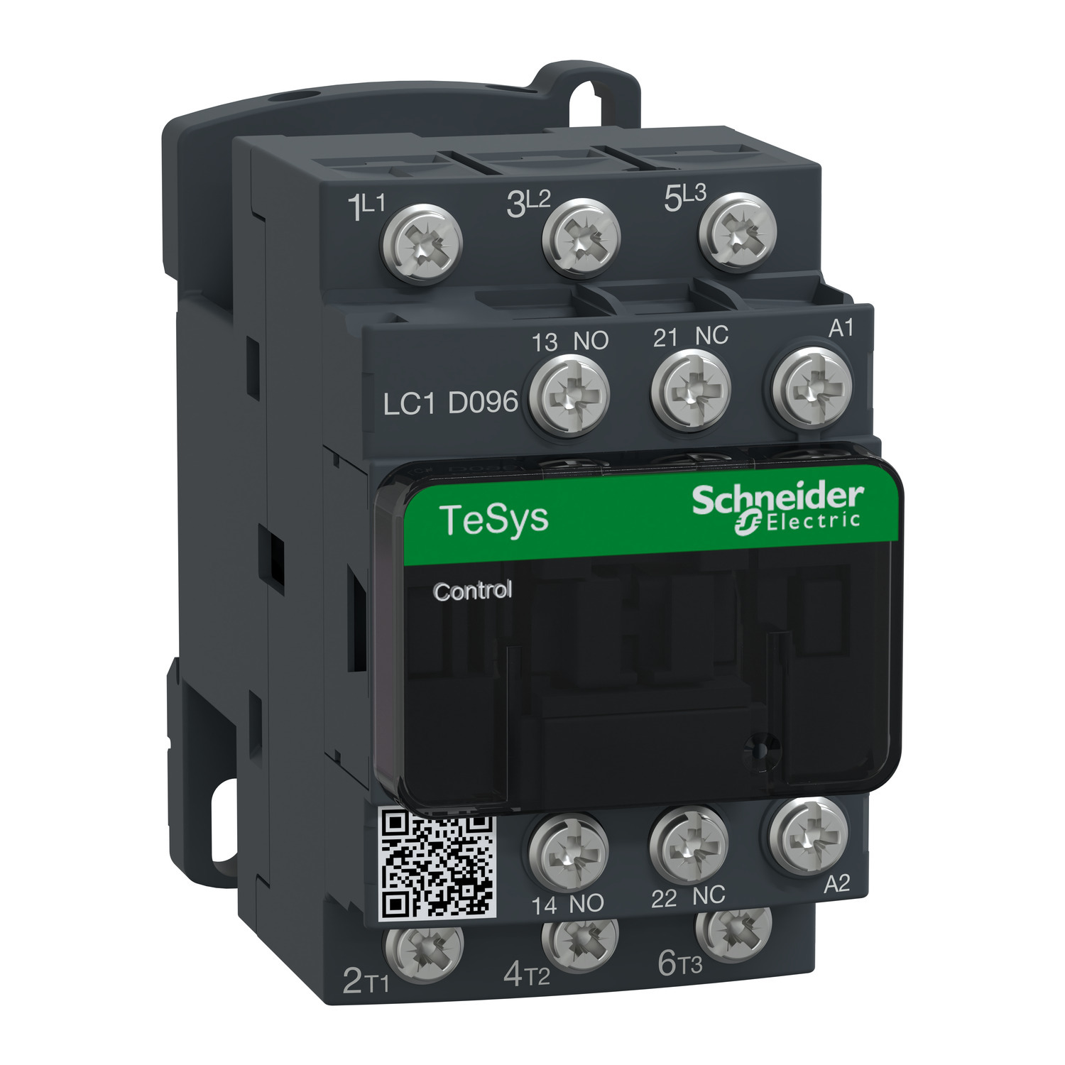 LC1D096G7 TeSys D D-Line LC1D IEC Contactor With Protective Cover, 120/690 V AC, 300 V DC V Coil, 9/25 A, 3NO Contact, 3 Poles