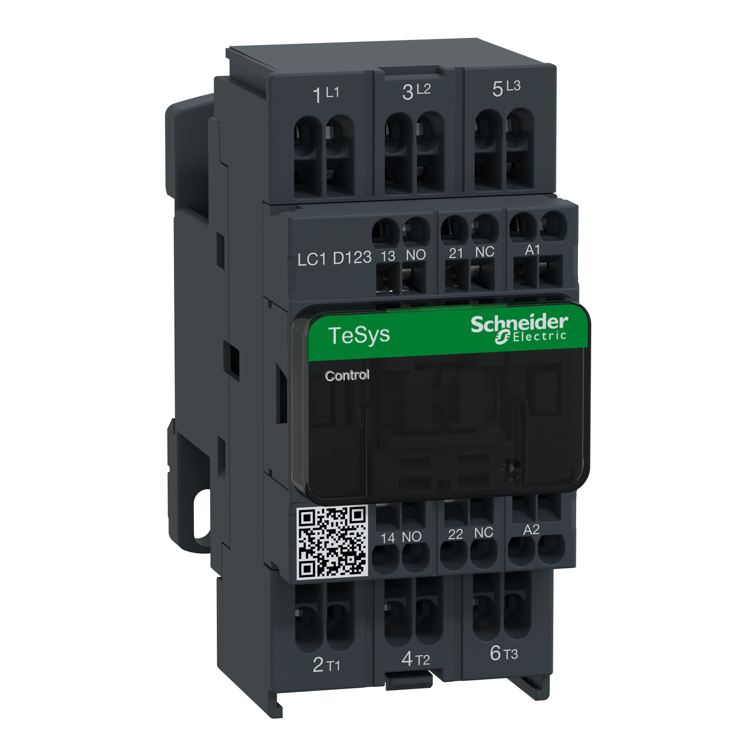 LC1D123G7 TeSys D IEC Contactor With Safety Cover, 120/690 V AC, 300 V DC V Coil, 12/16 A, 3NO Contact, 3 Poles