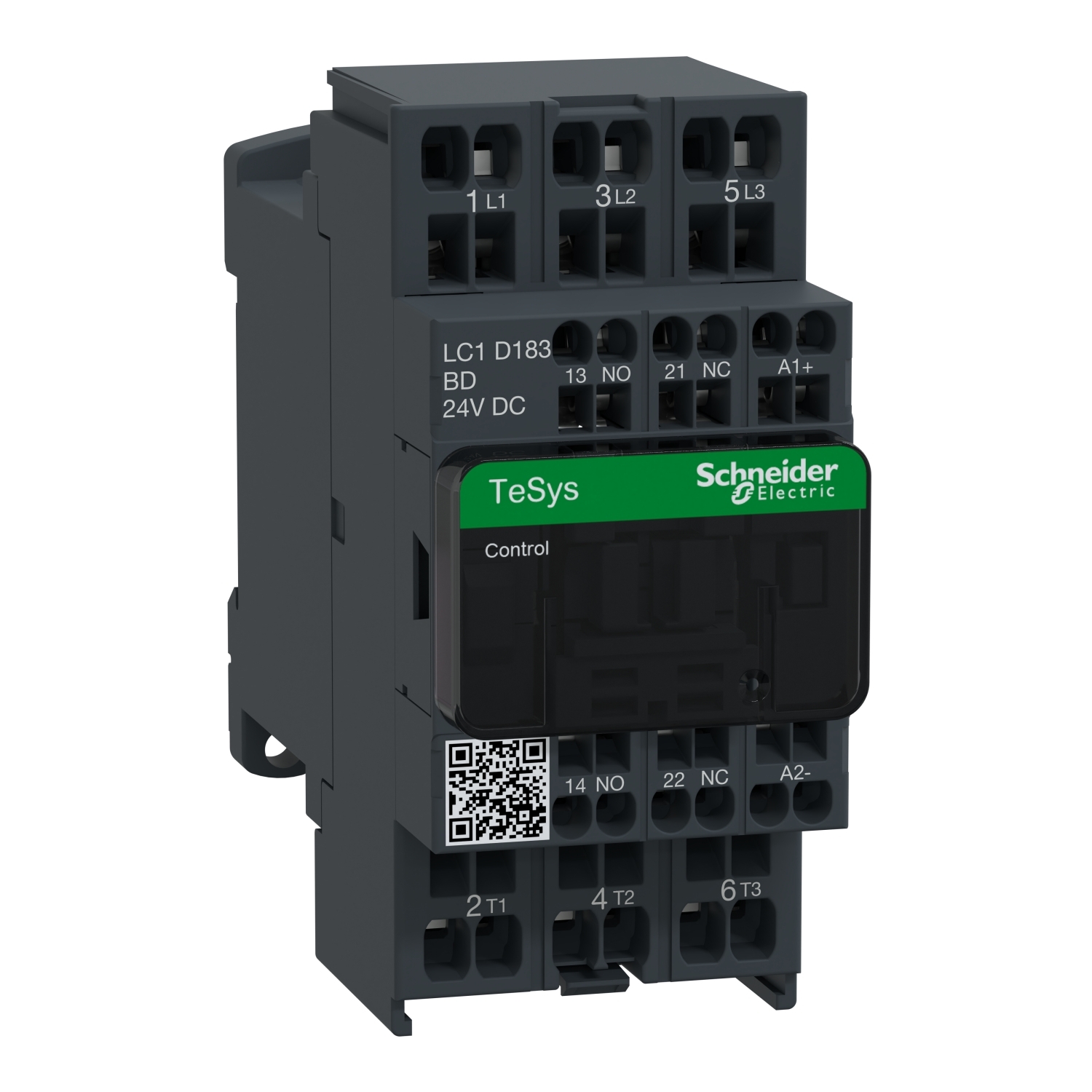 LC1D183BD TeSys D LC1D Non-Reversing IEC Contactor With Safety Cover, 24 V DC V Coil, 18/32 A, 3NO Contact, 3 Poles