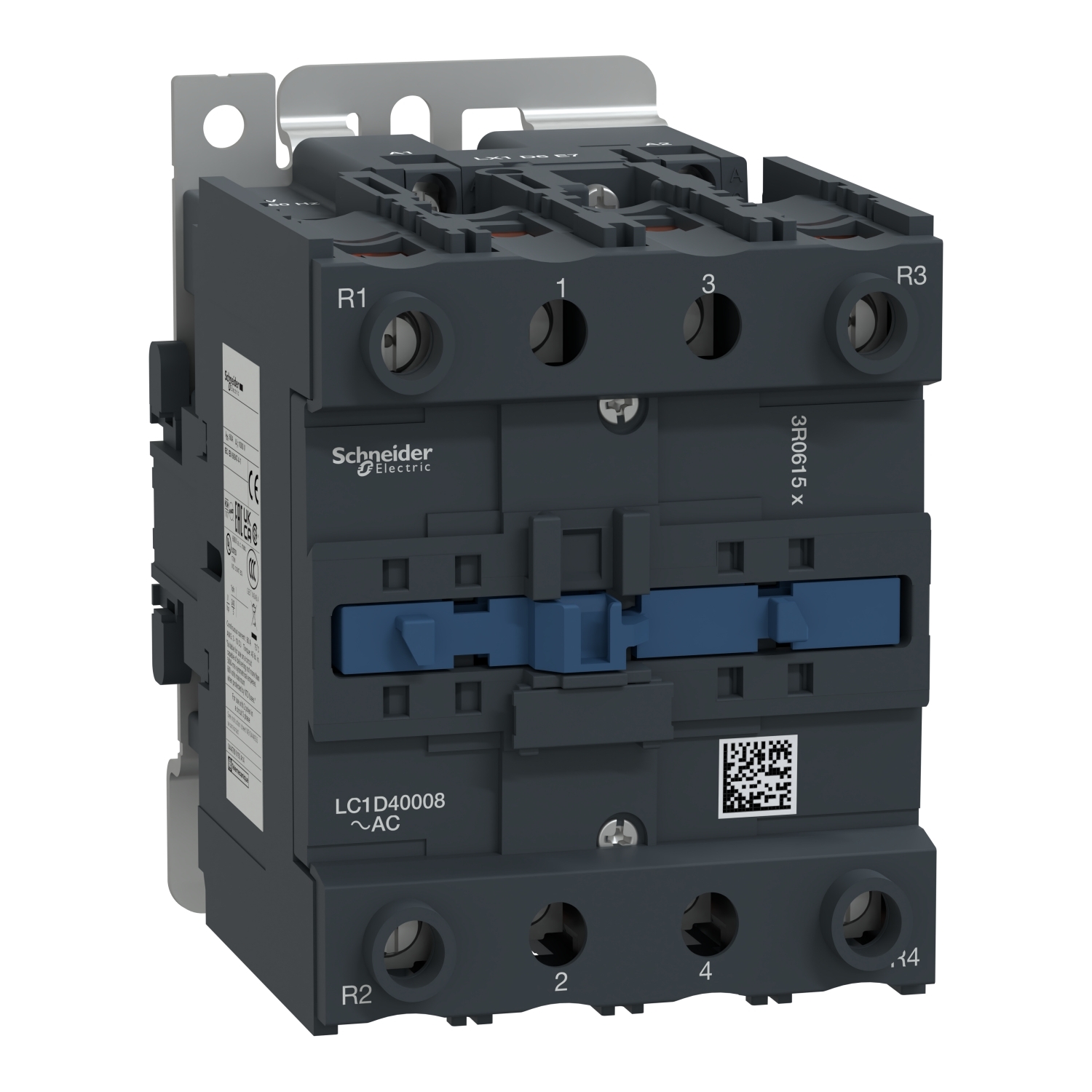 LC1D40008F7 TeSys D D-Line Standard IEC Contactor With Protective Cover, 110/690 V AC, 300 V DC V Coil, 60 A, 2NO-2NC Contact, 4 Poles