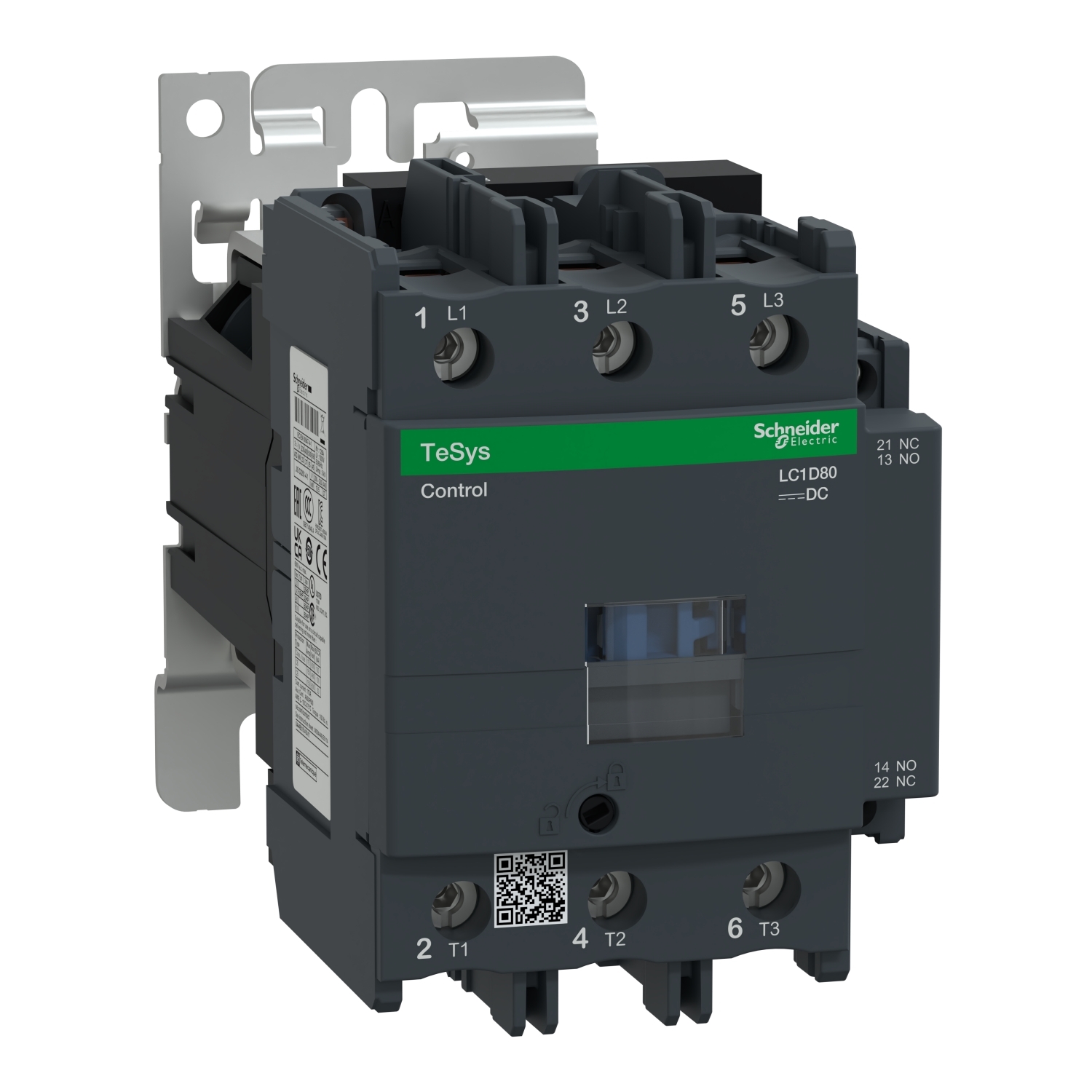 LC1D80BD TeSys D Direct On-Line Standard IEC Contactor With Protective Cover, 690 V AC, 24/300 V DC V Coil, 80/125 A, 3NO Contact, 3 Poles